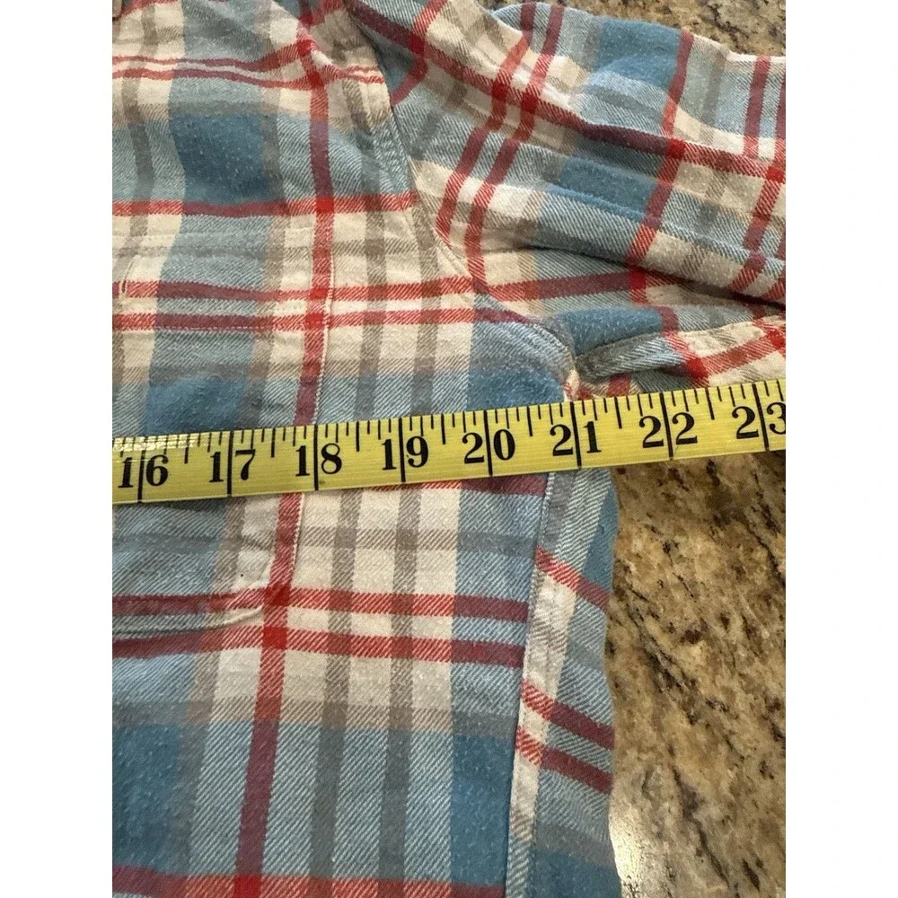 J.CREW Men's L Regular Slim Blue/White/Red Plaid Flannel Button-Down 100% Cotton